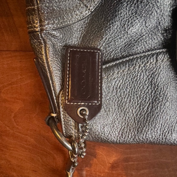 Coach Metallic Silver and Brown Shoulder Bag - Picture 2 of 4